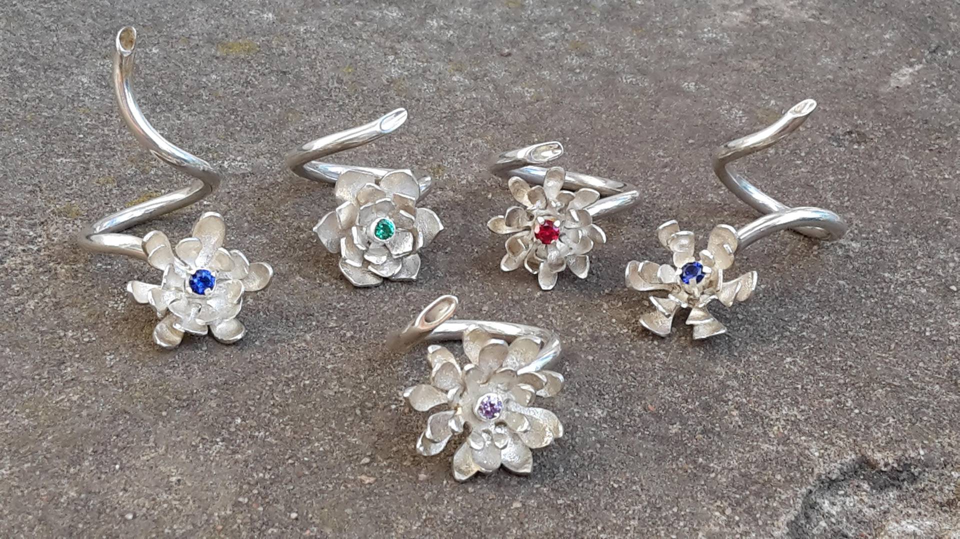 Fidget Ring Spinning Seerose Spinner Mit Circone Beste Geschenk Motger Girlfrend Floral Natürliche Form Handly Gravierte Bruch Freie von Jewellerium