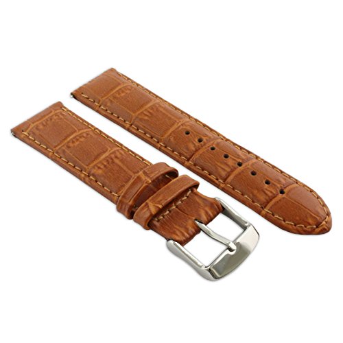 12 mmladies echtes Leder Mock Croc Armbanduhr Band Krokodil gepolstertem SS Schnalle Tan/Tan von Jewellers Tools