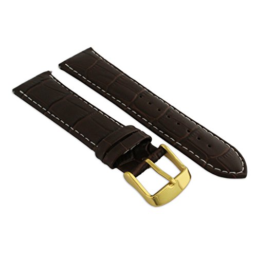 14 mm Braun & Weiß Echtleder Mock Croc Uhrenarmband Band Herren Krokodil Gepolsterte Gold Schnalle von Jewellers Tools