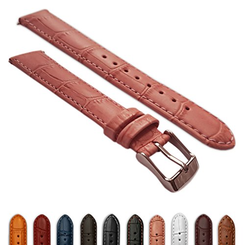 14 mmladies echtes Leder Mock Croc Armbanduhr Band Krokodil gepolstertem SS Schnalle Rosa/Pink von Jewellers Tools
