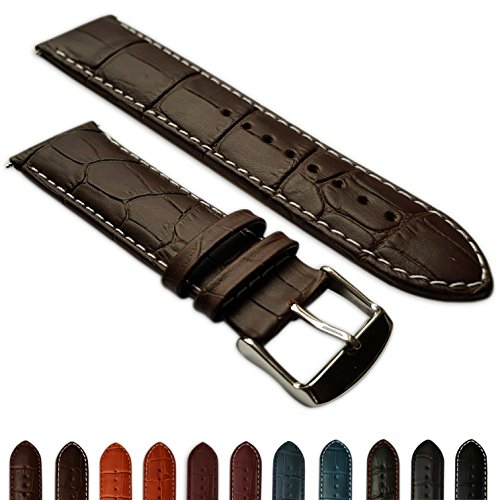 14 mmladies echtes Leder Mock Croc Armbanduhr Band Krokodil gepolstertem SS Schnalle hellbraun/weiß von Jewellers Tools