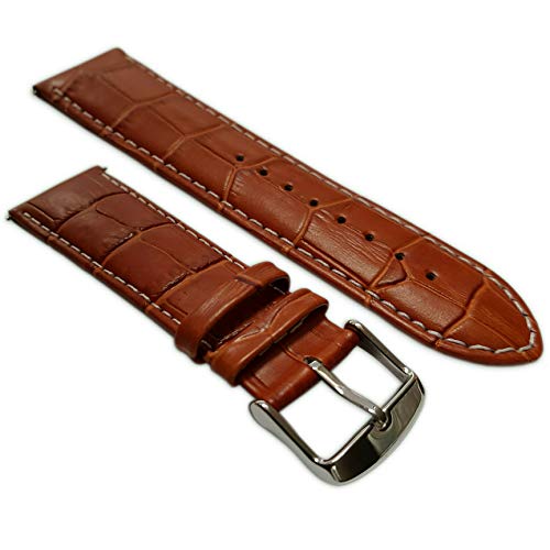 16 mm Uhrenarmband echt Leder Mock Croc Band Herren Edelstahl Schnalle/weiß gepolstert von Jewellers Tools