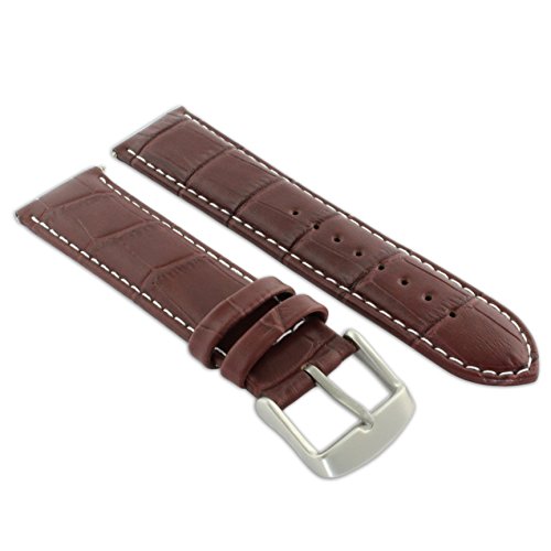 18 mm Uhrenarmband Burgandy & weiß Echtleder Mock Croc Band Herren Krokodil Gepolsterte sandgestrahlt Schnalle von Jewellers Tools