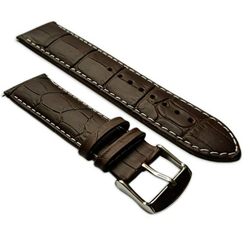 18 mm Uhrenarmband echt Leder Mock Croc Band Herren Edelstahl Schnalle Hellbraun/weiß gepolstert von Jewellers Tools