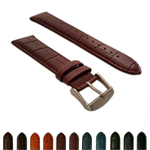 18 mm weinrot echtes Leder Mock Croc Uhrenarmband Band Herren Krokodil Gepolsterte sandgestrahlt Schnalle von Jewellers Tools