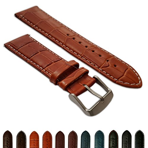 20 mm Tan & Weiß Echtes Leder Mock Croc Uhrenarmband Band Herren Krokodil Gepolsterte sandgestrahlt Schnalle von Jewellers Tools