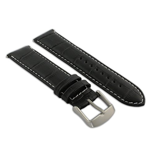 20 mm schwarz & weiß Echtleder Mock Croc Uhrenarmband Band Herren Krokodil Gepolsterte sandgestrahlt Schnalle von Jewellers Tools