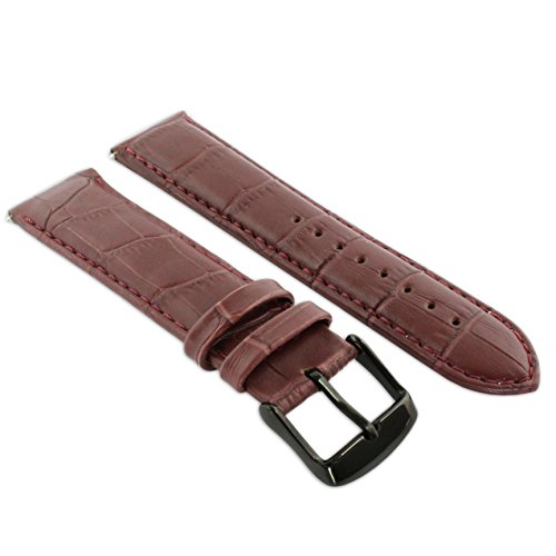 20 mm weinrot echtes Leder Mock Croc Uhrenarmband Band Herren Krokodil gepolstert schwarz Schnalle von Jewellers Tools