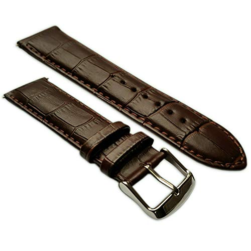 24 mm Uhrenarmband echt Leder Mock Croc Band Herren Edelstahl Schnalle Hellbraun/braun gepolstert von Jewellers Tools