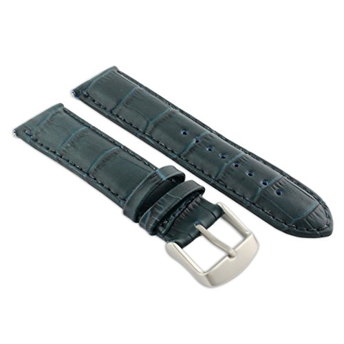 26 mm blau Echtleder Mock Croc Uhrenarmband Band Herren Krokodil Gepolsterte sandgestrahlt Schnalle von Jewellers Tools