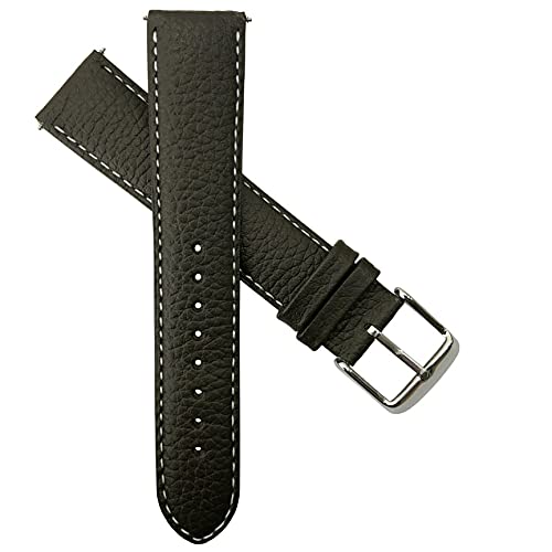 Uhrenarmband aus genarbtem Büffelleder, 10 mm, für Herren und Damen, gepolsterte SS-Schnalle, Braun/Weiß von Jewellers Tools