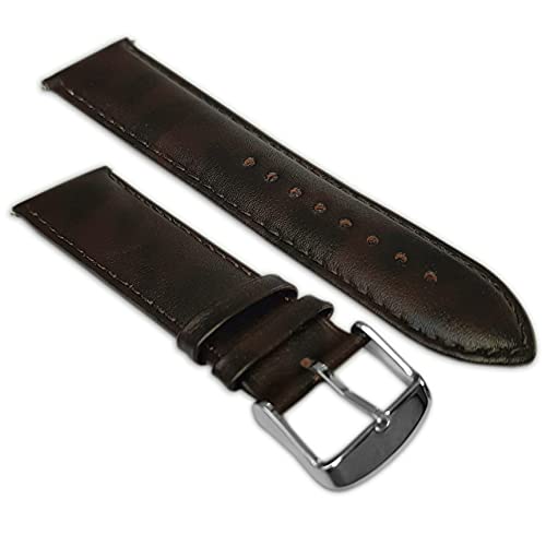 Uhrenarmband aus echtem englischen Kalbsleder, gepolstert, SS-Schnalle (25), braun, 24 mm, 24 mm von Jewellers Tools