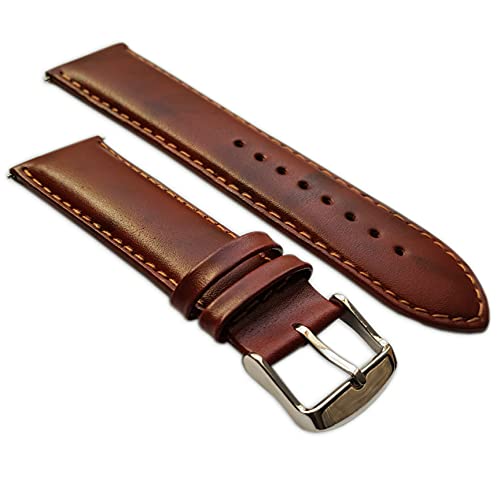 Uhrenarmband für Herren, 24 mm, echtes englisches Kalbsleder, gepolsterte SS-Schnalle, hellbraun von Jewellers Tools