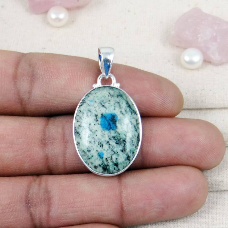 925Er Silber K2 Jaspis Anhänger Ovale Steinkette von Jewellery4All