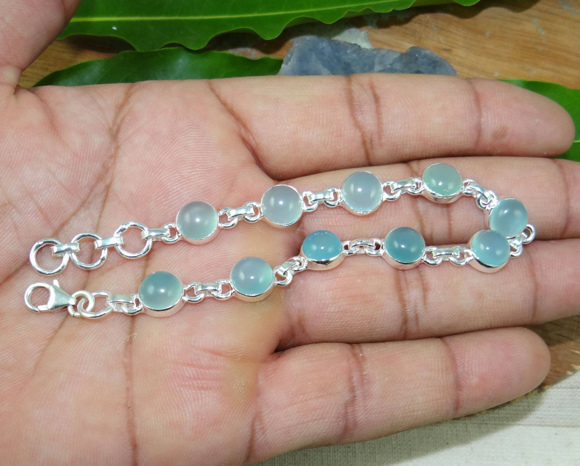 Aqua Chalcedon Armband, Schmuck, 925 Sterling Silber Jahrestag Geschenk, Geschenk Für Sie, Sale, L81714 von Jewellery4All