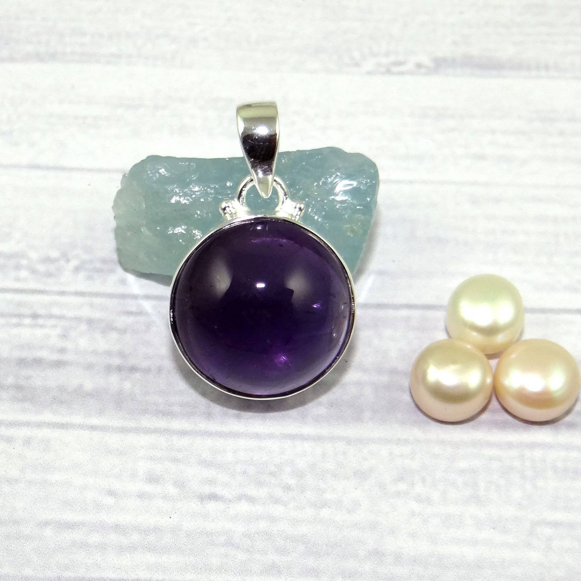 Cab Amethyst Anhänger, Massiv 925 Sterling Silber Februar Birthstone, Weihnachtsgeschenk, Für Sie, Black Friday Sale, L102816 von Jewellery4All