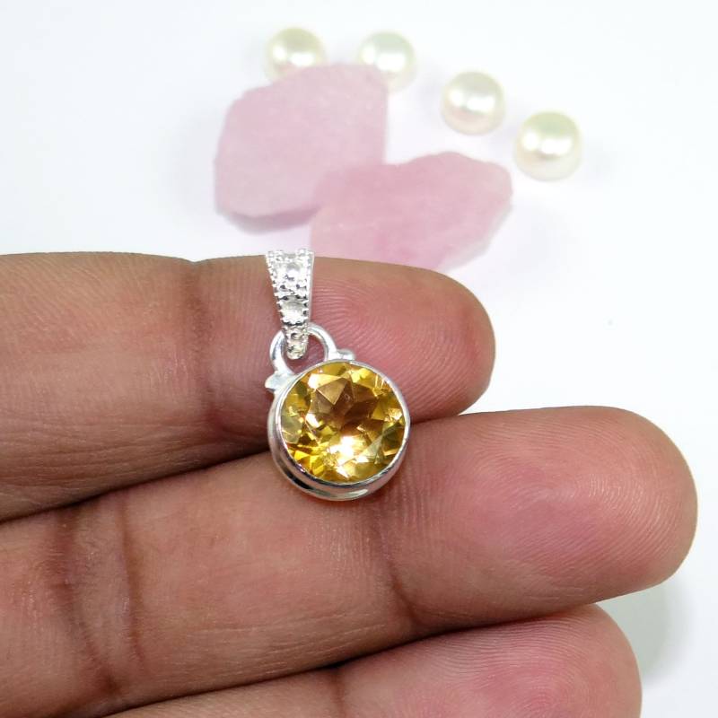 Facettierter Citrin Anhänger Aus 925 Sterling Silber, November Birthstone Halsketten Anhänger, Schmuck, Geschenk Für Sie, Weihnachtsgeschenk, J61821 von Jewellery4All