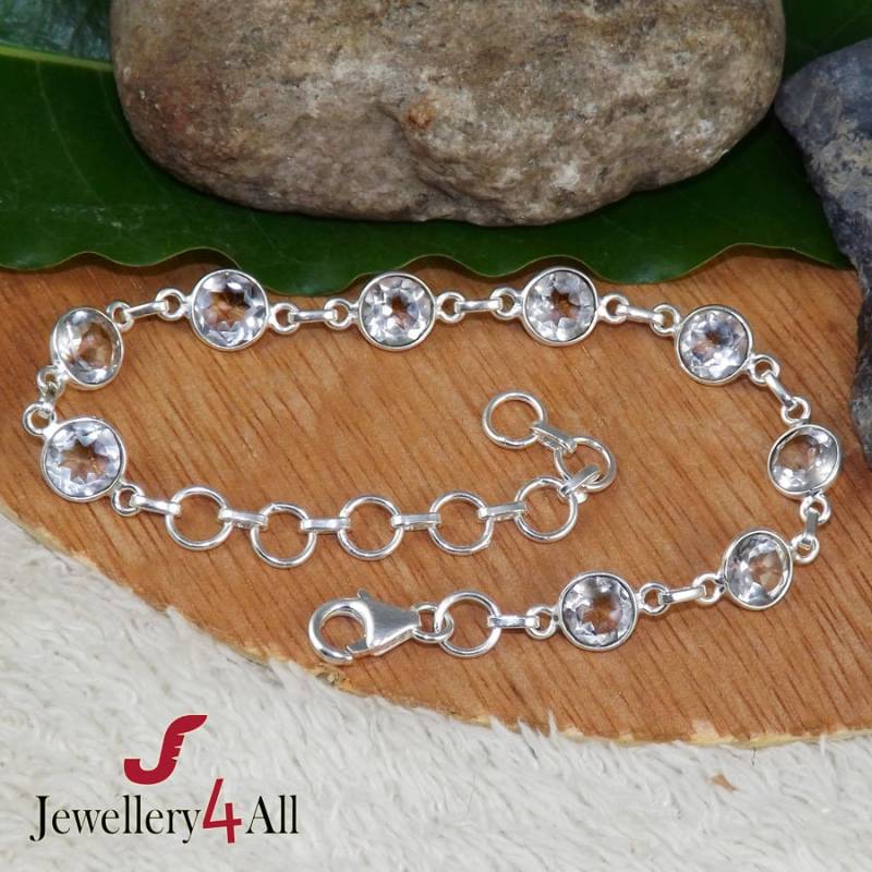 Handgemachtes Armband Aus Bergkristall Sterlingsilber Mit Verstellbarer Lünette von Jewellery4All