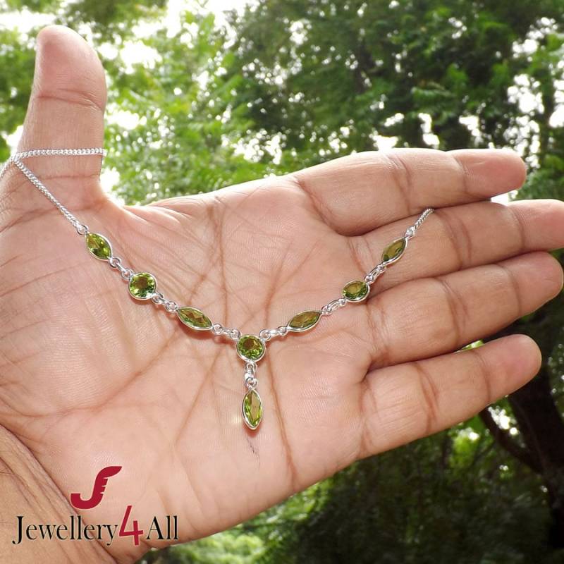 Peridot Kette Handgemachtes Sterling Silber Set von Jewellery4All