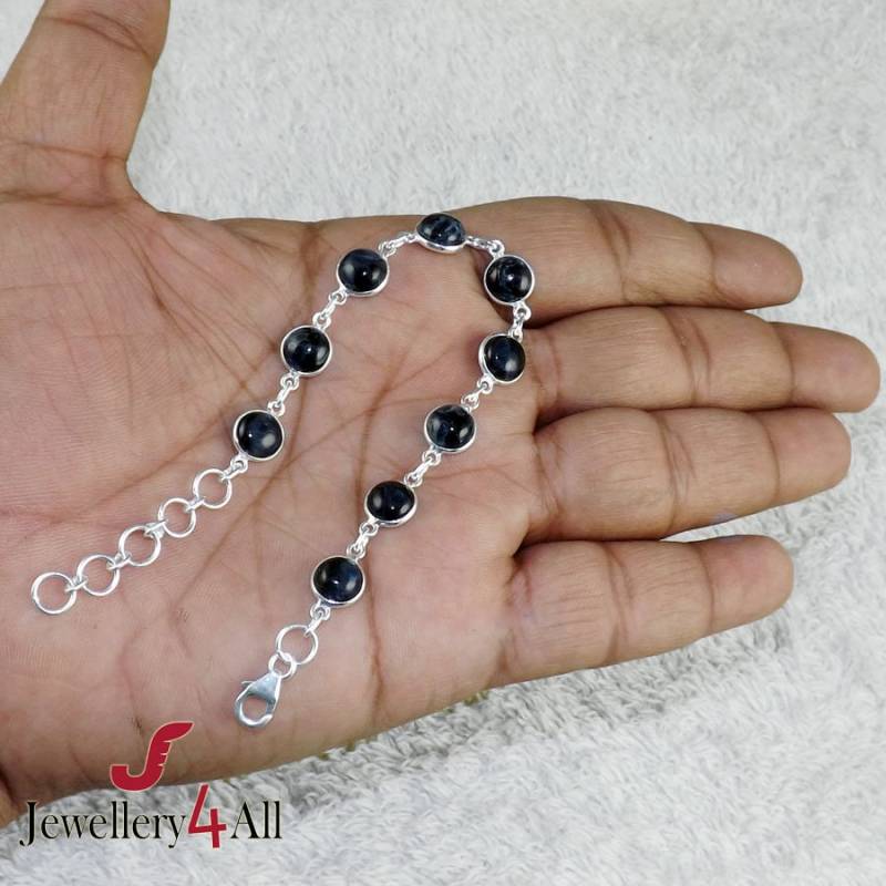 Pietersit 925Er Sterlingsilber-Armband Handgefertigtes Edelstein-Armband von Jewellery4All