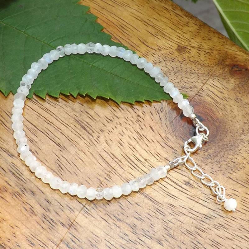 Regenbogen Mondstein Perlen Armband Verstellbares Edelstein Armband von Jewellery4All