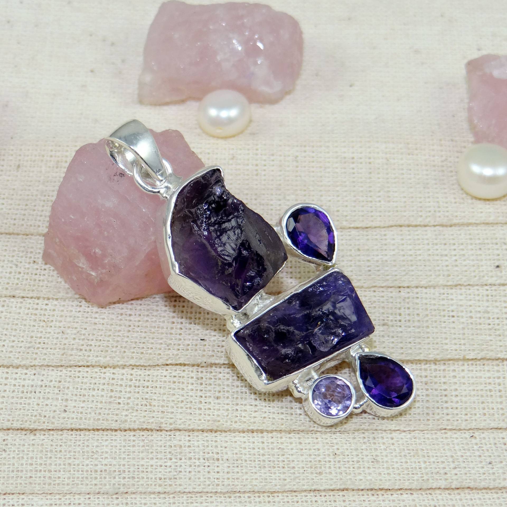 Roher Amethyst Anhänger, Für Sie, Einzigartiger 925 Silber Sterling Geschenk Für L061701 von Jewellery4All