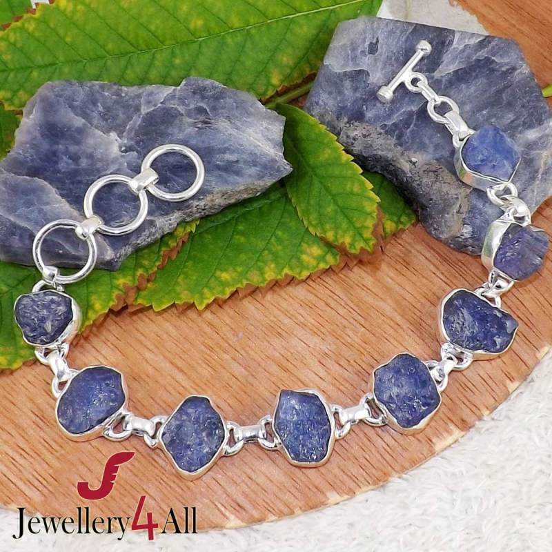 Tansanit Armband Sterling Silber Toggle, Verstellbarer Edelsteinschmuck von Jewellery4All