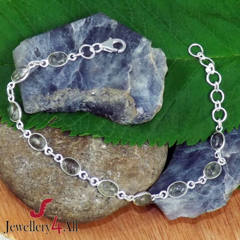 Turmalatquarz Armband 925 Sterling Silber Bezel Set von Jewellery4All