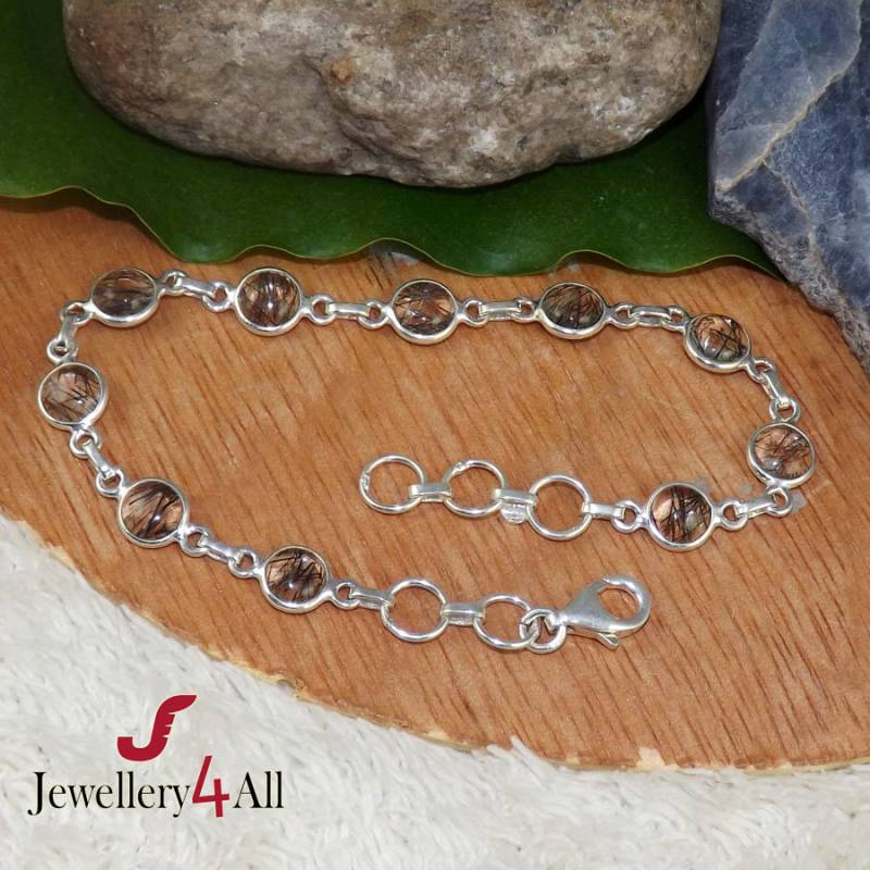 Turmalquarz Sterlingsilber Armband Verstellbare Lünette von Jewellery4All