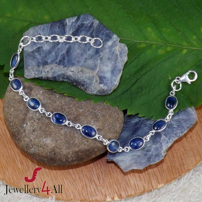 Handgefertigtes Blaues Kyanit Armband 925 Sterling Silber Edelsteinschmuck von Jewellery4All