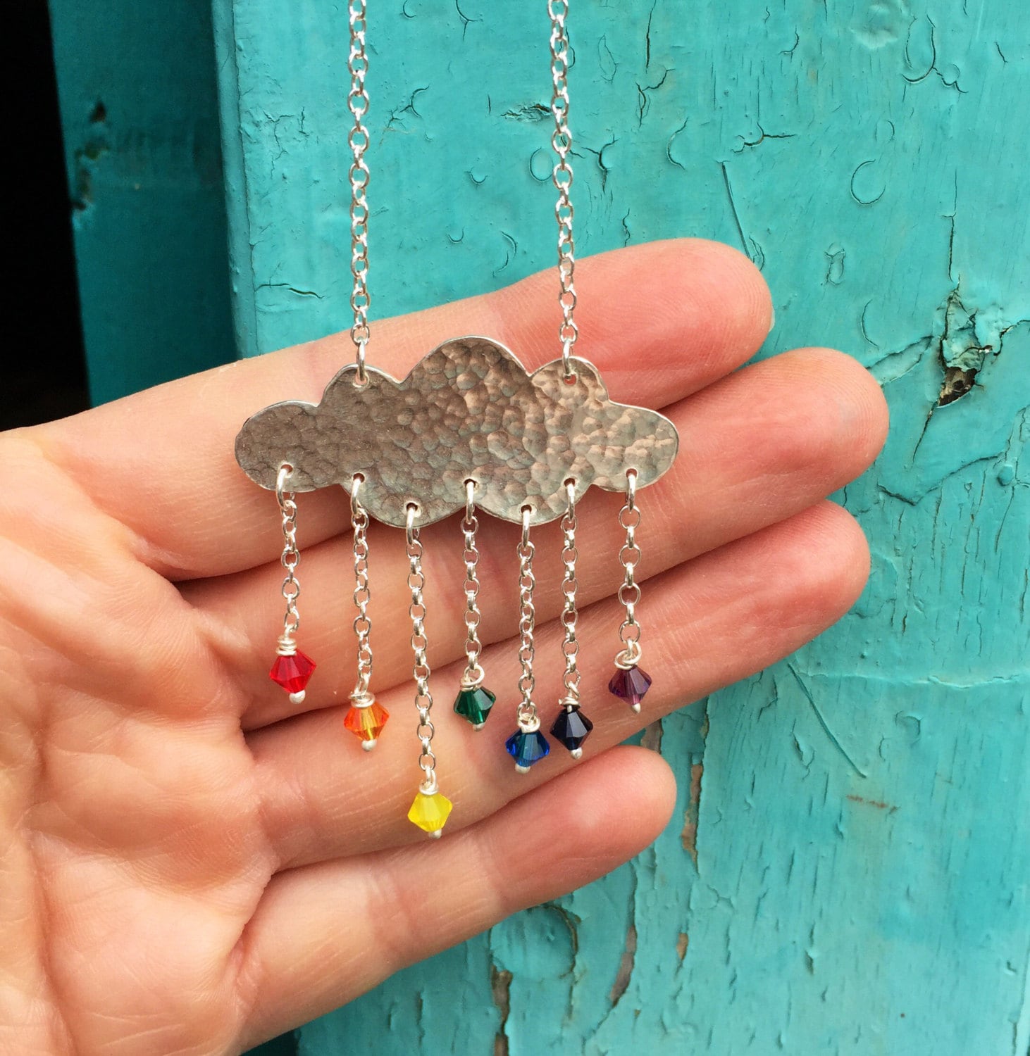 Regenbogen Kette, Wolke Anhänger Regenbogen Kette, Wolke Anhänger von JewelleryByEm