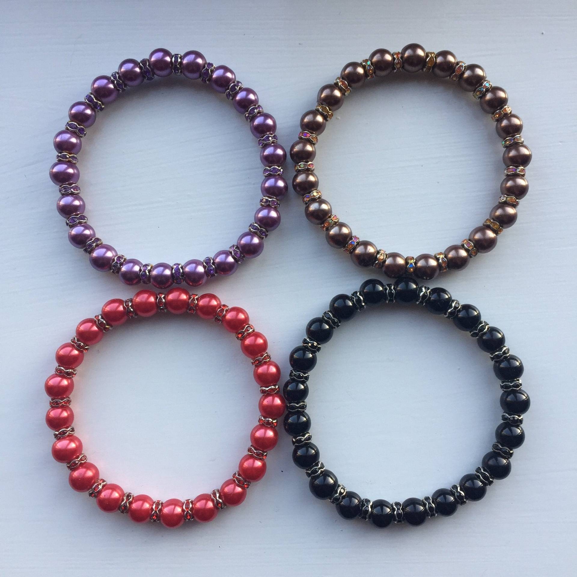 4 Farb-Optionen, Glas Perlen Armbänder Mit Gewellten Spacer Beads, Uk Shop 4 Farb-Optionen, Glas Perlen Armbänder Mit Gewellten Spacer Beads, Uk Shop von JewelleryByJas
