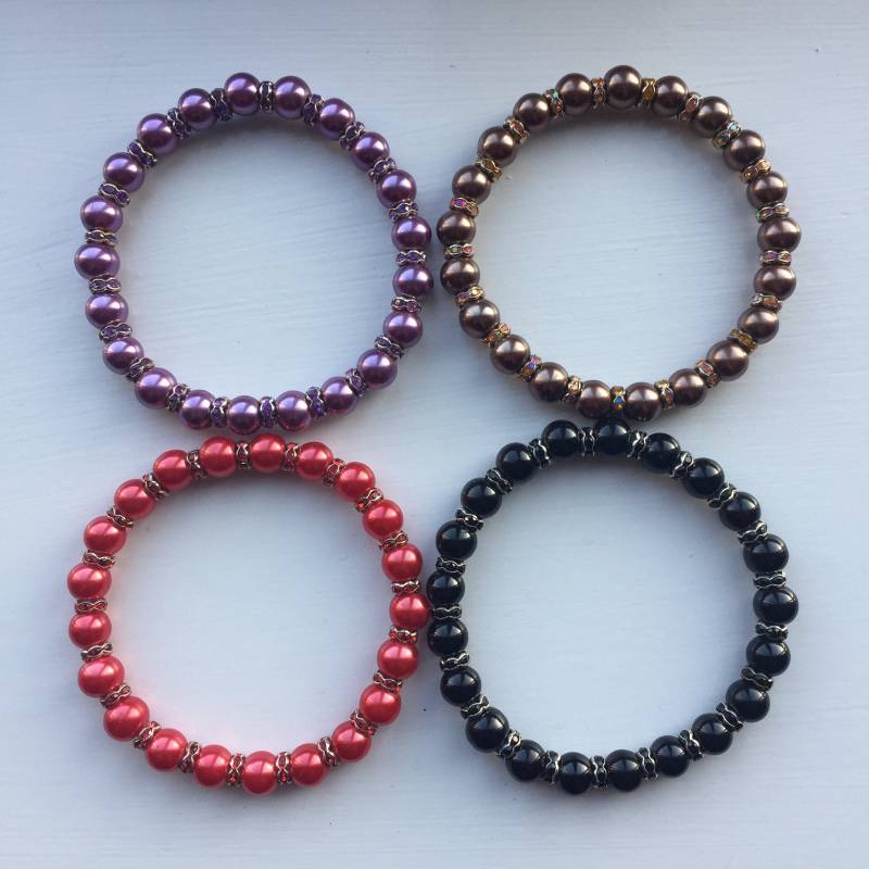 4 Farb-Optionen, Glas Perlen Armbänder Mit Gewellten Spacer Beads, Uk Shop 4 Farb-Optionen, Glas Perlen Armbänder Mit Gewellten Spacer Beads, Uk Shop von JewelleryByJas