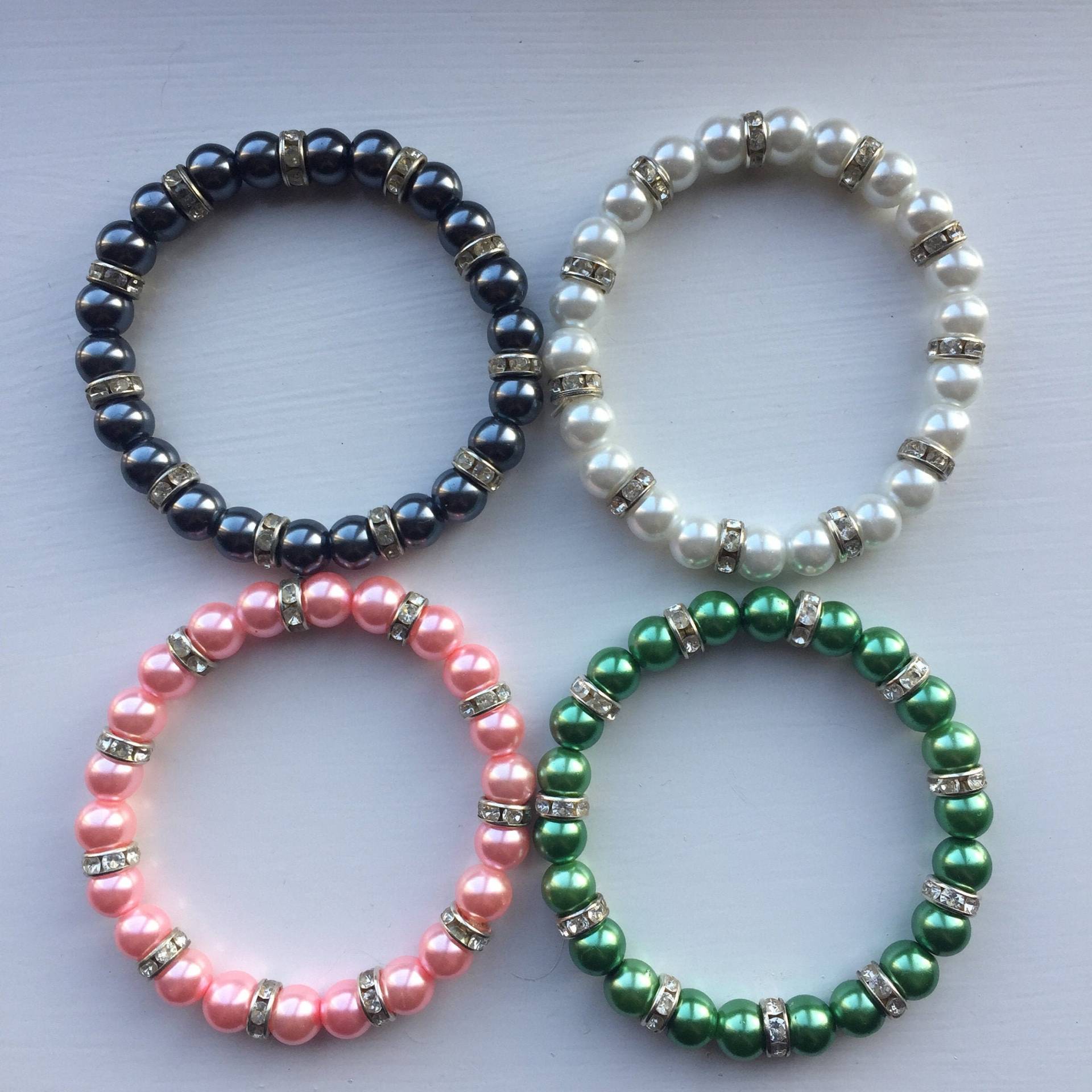 4 Farboptionen, Glasperlen Armbänder Mit Versilberten Spacern, Uk Shop 4 Farboptionen, Glasperlen Armbänder Mit Versilberten Spacern, Uk Shop von JewelleryByJas