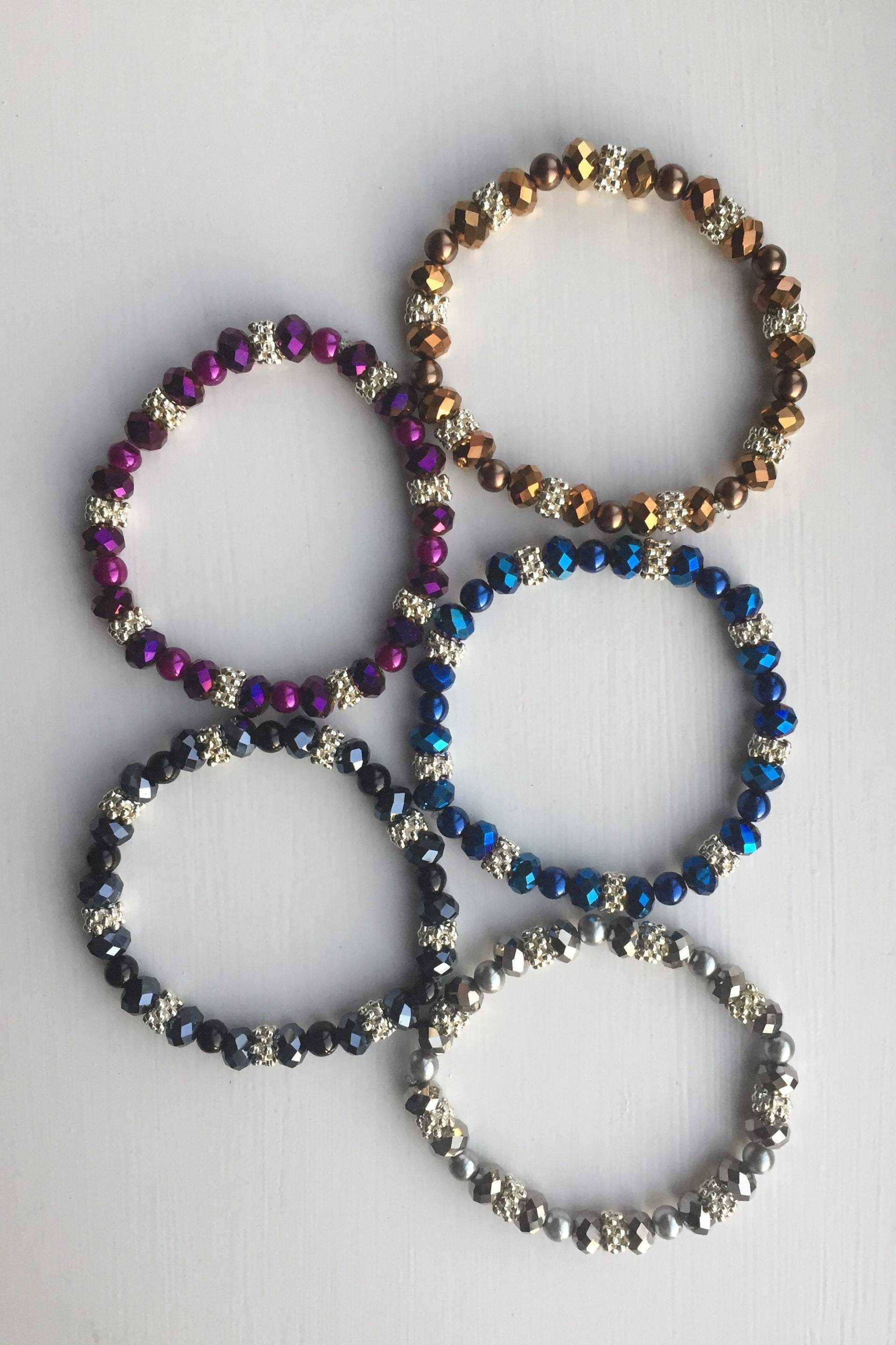 5 Farboptionen, Metallrondelle Und Glasperlen Armbänder Mit Daisy Spacern, Uk Shop 5 Farboptionen, Metallrondelle Und Glasperlen Armbänder Mit Daisy Spacern, Uk Shop von JewelleryByJas