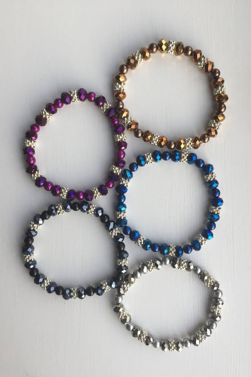 5 Farboptionen, Metallrondelle Und Glasperlen Armbänder Mit Daisy Spacern, Uk Shop 5 Farboptionen, Metallrondelle Und Glasperlen Armbänder Mit Daisy Spacern, Uk Shop von JewelleryByJas