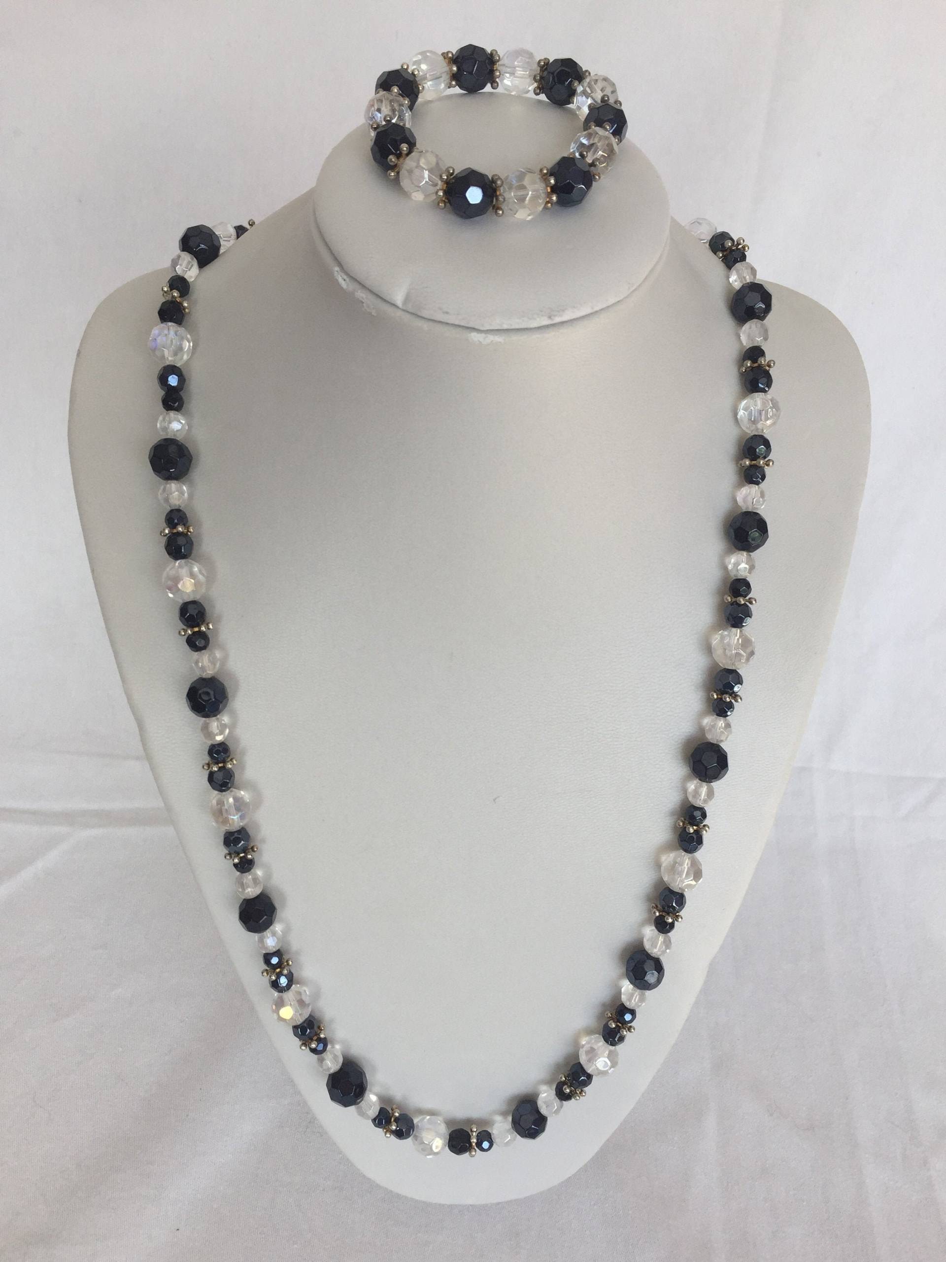 Chunky Black & Clear Perlenkette Runde Rondelle, Einzigartiges Design, Optional Mit Armband Chunky Black & Clear Perlenkette Runde Rondelle, Einzigartiges Design, Optional Mit Armband von JewelleryByJas