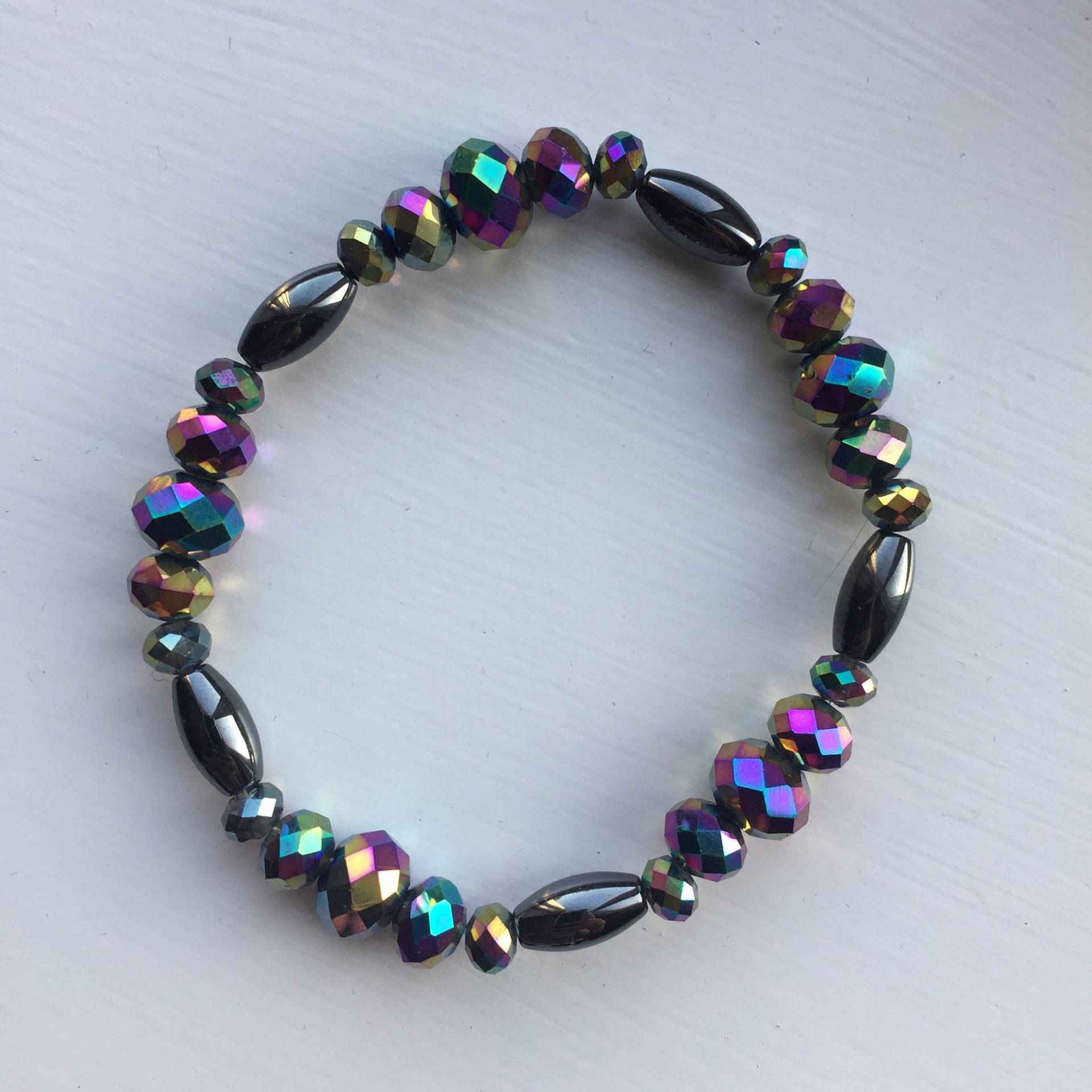 Oval Hämatit Und Regenbogen Metallic Rondelle Armband, Uk-Shop Oval Hämatit Und Regenbogen Metallic Rondelle Armband, Uk-Shop von JewelleryByJas