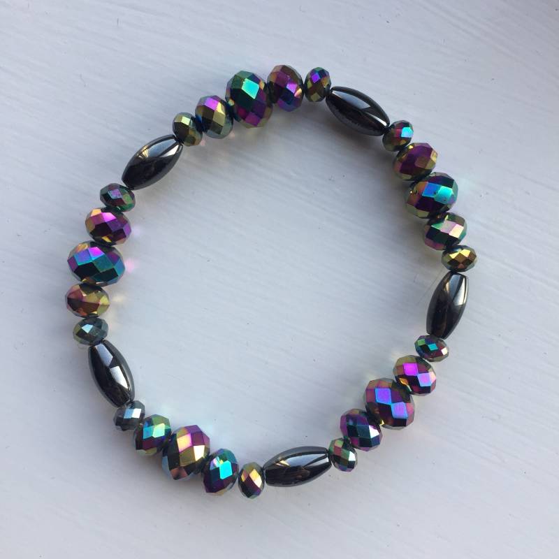Oval Hämatit Und Regenbogen Metallic Rondelle Armband, Uk-Shop Oval Hämatit Und Regenbogen Metallic Rondelle Armband, Uk-Shop von JewelleryByJas