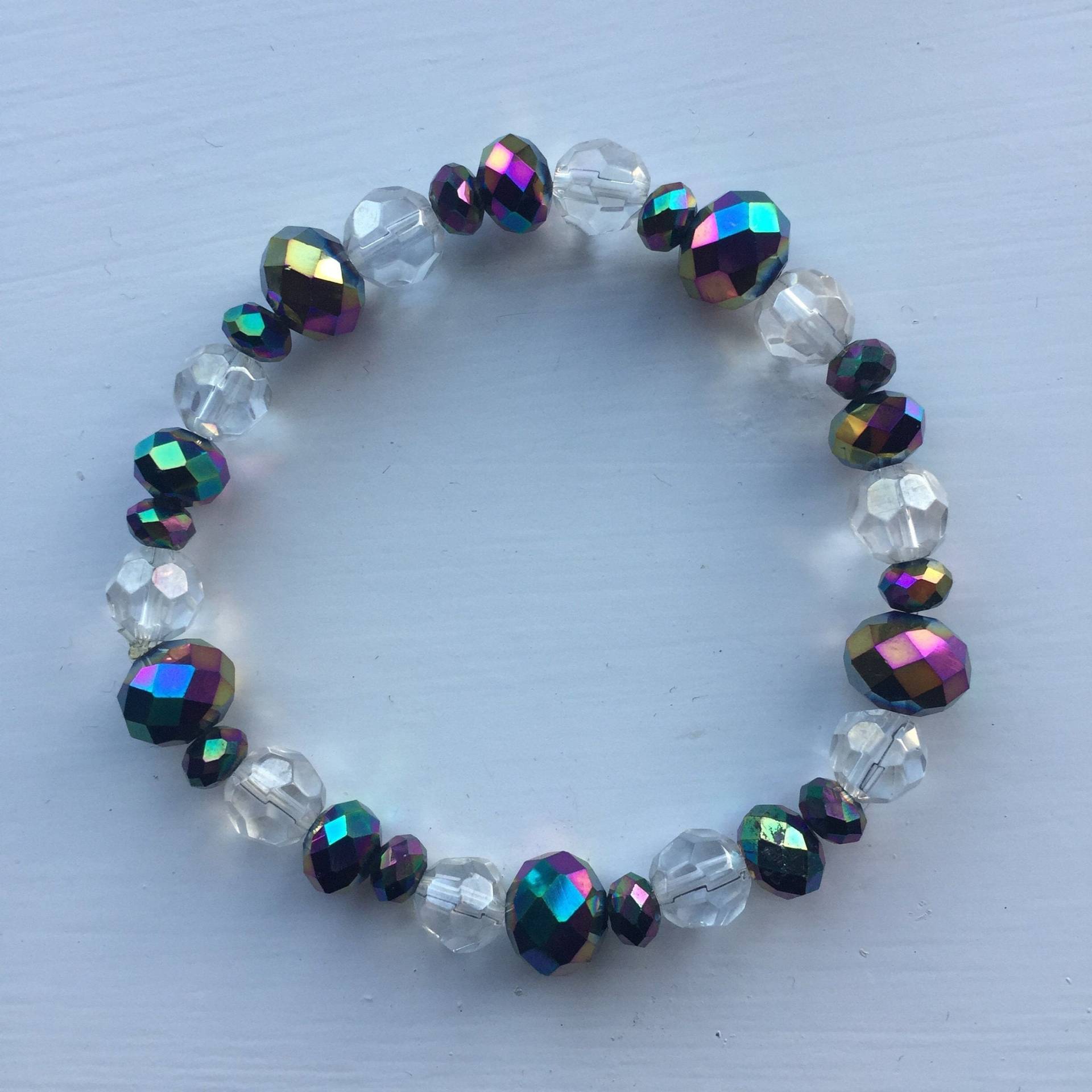 Regenbogen Metallic Rondelle Und Rundes Klares Rondell Perlen Armband, Einzelanfertigung, Uk Shop Regenbogen Metallic Rondelle Und Rundes Klares Rondell Perlen Armband, Einzelanfertigung, Uk Shop von JewelleryByJas