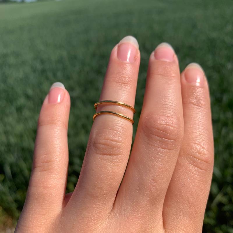 Doppelter Fingerring in Gold | 1 Ring von JewelleryCabin
