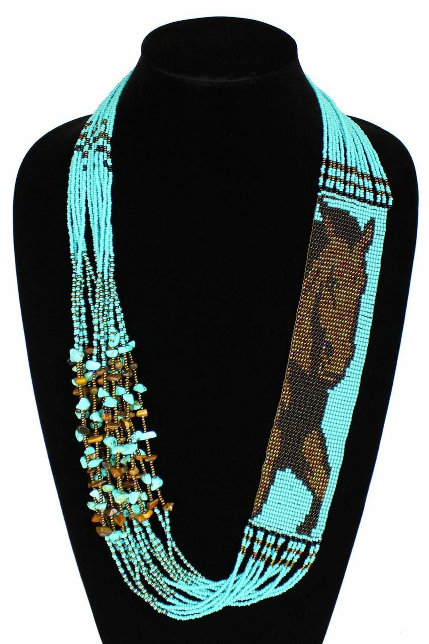 Pferde Reiter Western Wunderschöne Hand Perlen Unikat Halskette Classic/Afrika Handmad Wunderschön Bunt Halskette, Mit Ohrring von JewelleryCoCreations