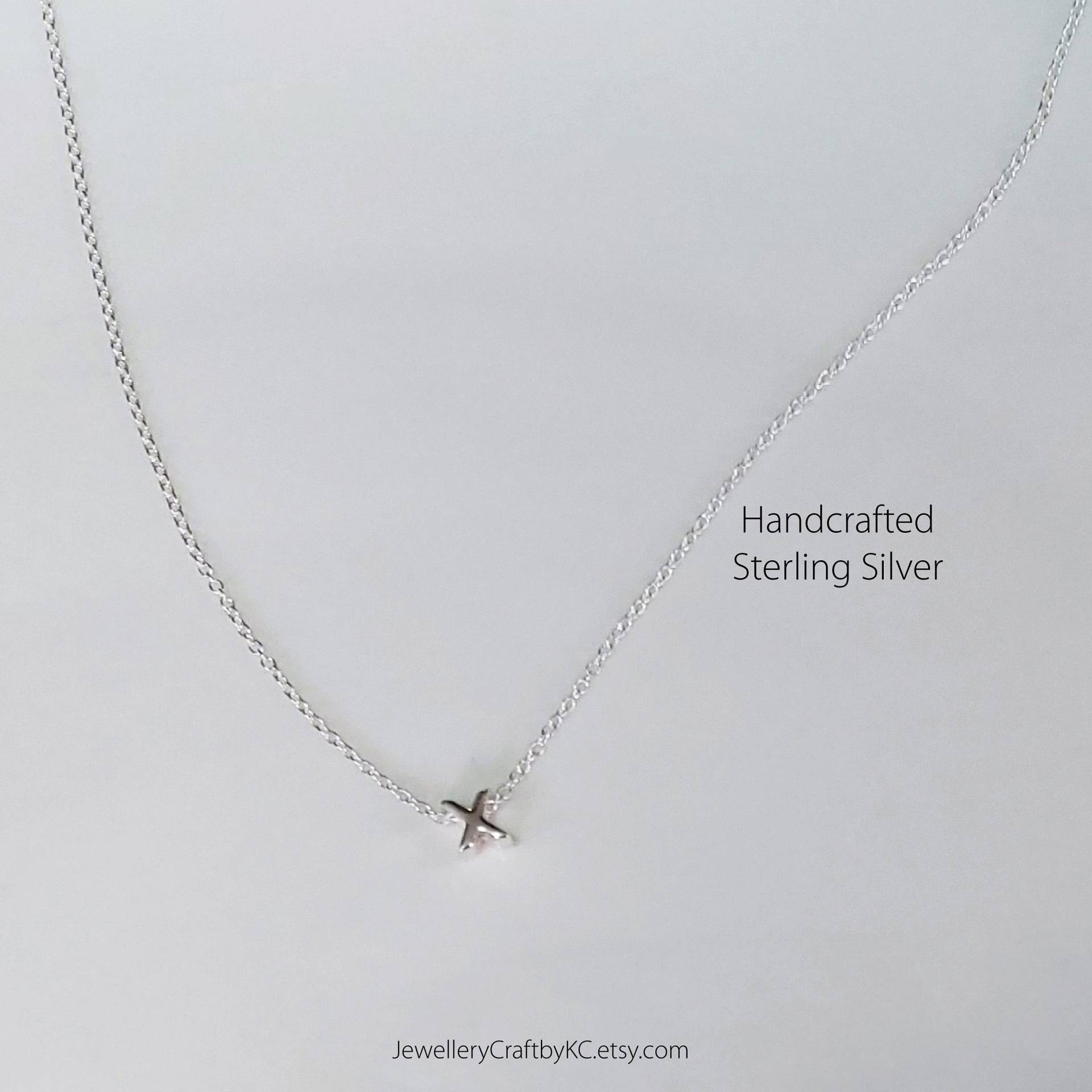 sterling Silber X Halskette, Zierliche Layered Geheimes Geschenk, Alltags Schmuck, Einfache Umarmung & Kuss, Mädchen Geschenk von JewelleryCraftbyKC