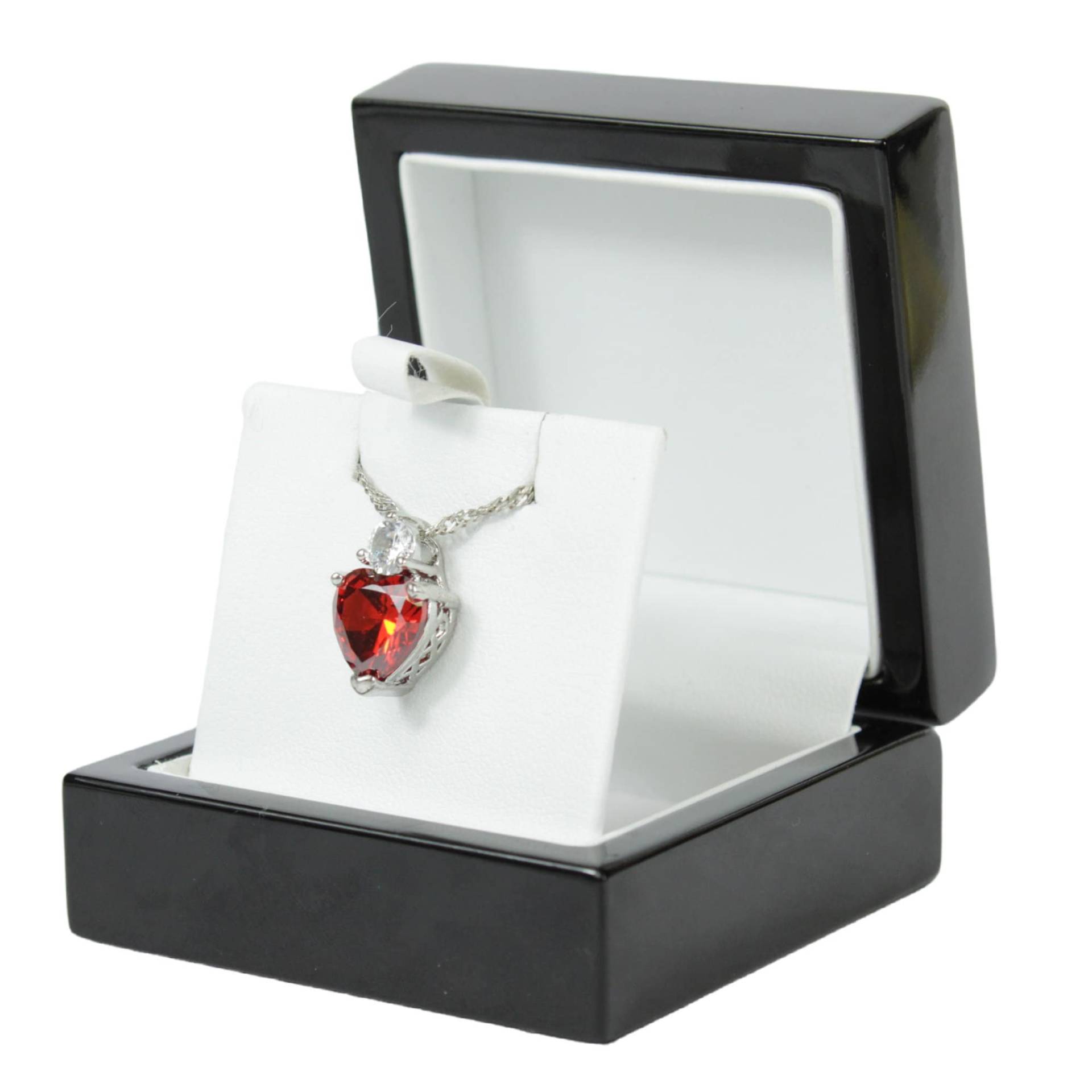 White Gold Finish Diamant Rot Rubin Klassisch Herz Schliff Design Anhänger Halskette Inklusive Geschenkbox | Perfektes Geschenk Für Frauen von JewelleryEssence
