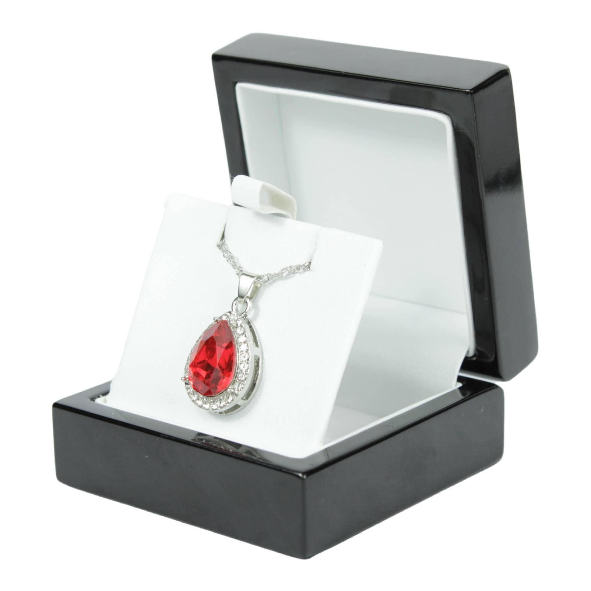 White Gold Finish Diamant Rot Rubin Schliff Anhänger Halskette Inklusive Geschenkbox | Perfektes Geschenk Für Frauen, Geburtstage, Hochzeiten von JewelleryEssence