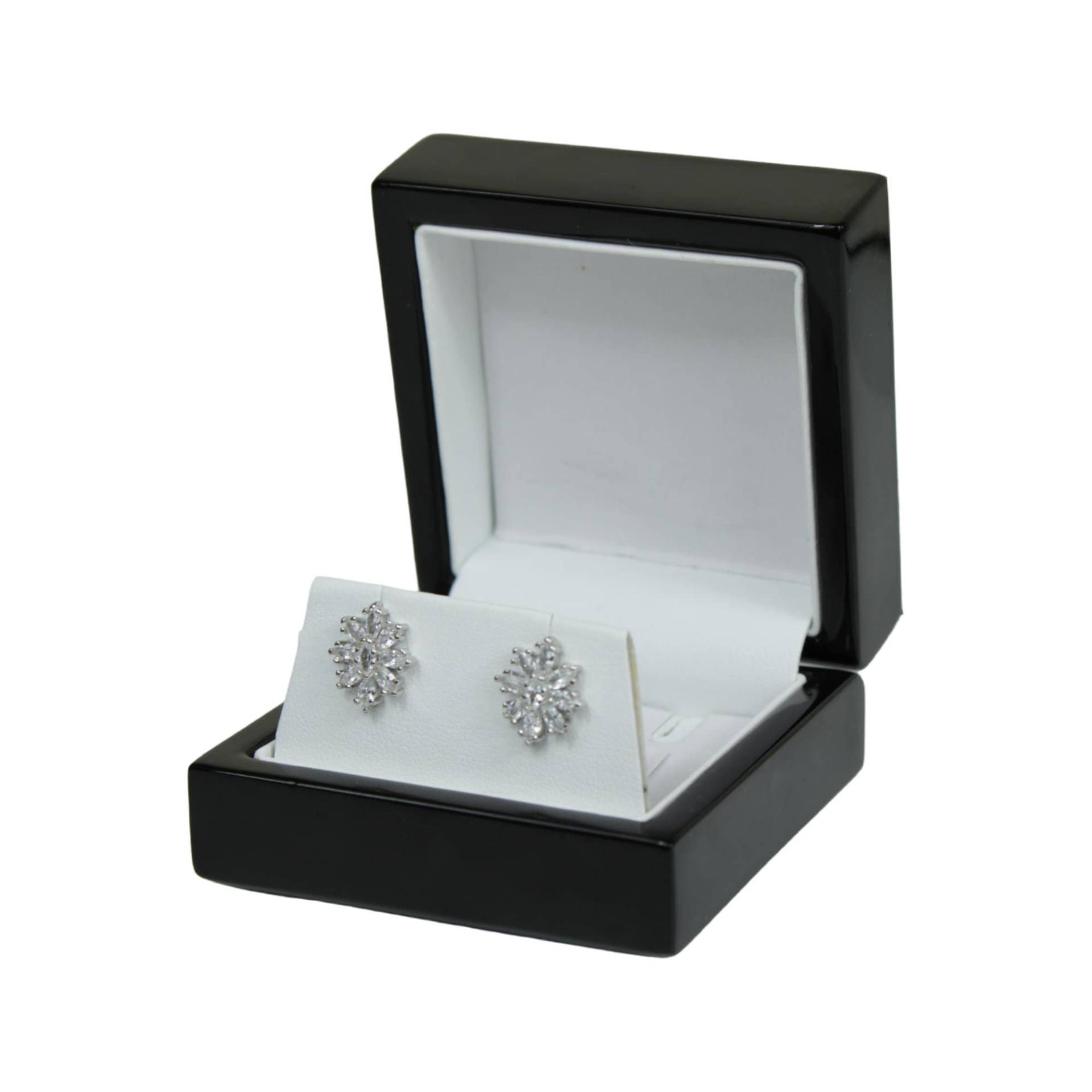 White Gold Finish Erstellt Diamant Schneeflocke Design Ohrstecker Inklusive Geschenkbox | Perfektes Geschenk Für Frauen, Frau, Weihnachten, Freundin von JewelleryEssence