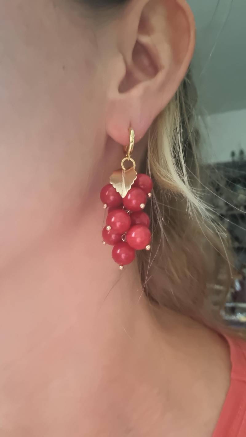 Korallen Ohrringe, Cluster Boho Ohrringe, 925 Silber Ohrringe von JewelleryJ26