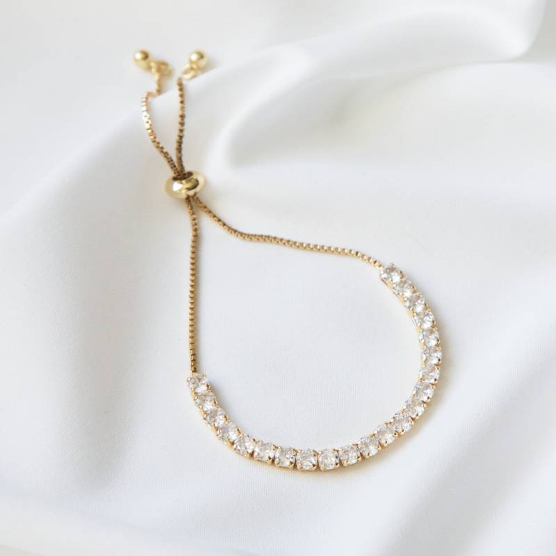Kristall Tennis Armband Einstellbare Gold Zirkonia Armband Kristall Tennis Armband Einstellbare Gold Zirkonia Armband von JewelleryMagicstore
