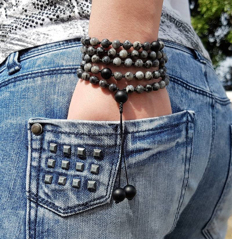 Labradorit Mala, Schwarze Onyx 108 Mala Halskette, Armband, Herren Perlen, Gebetsperlen, Wome Labradorit Mala, Schwarze Onyx 108 Mala Halskette, Armband, Herren Perlen, Gebetsperlen, Wome von JewelleryNM
