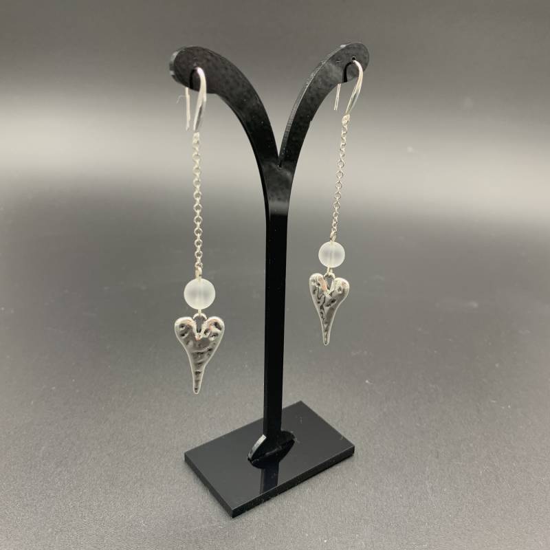 Lange Herz Ohrringe, Baumeln Silber Kette Mit Perfekte Geschenk Zum Valentinstag von JewelleryStones